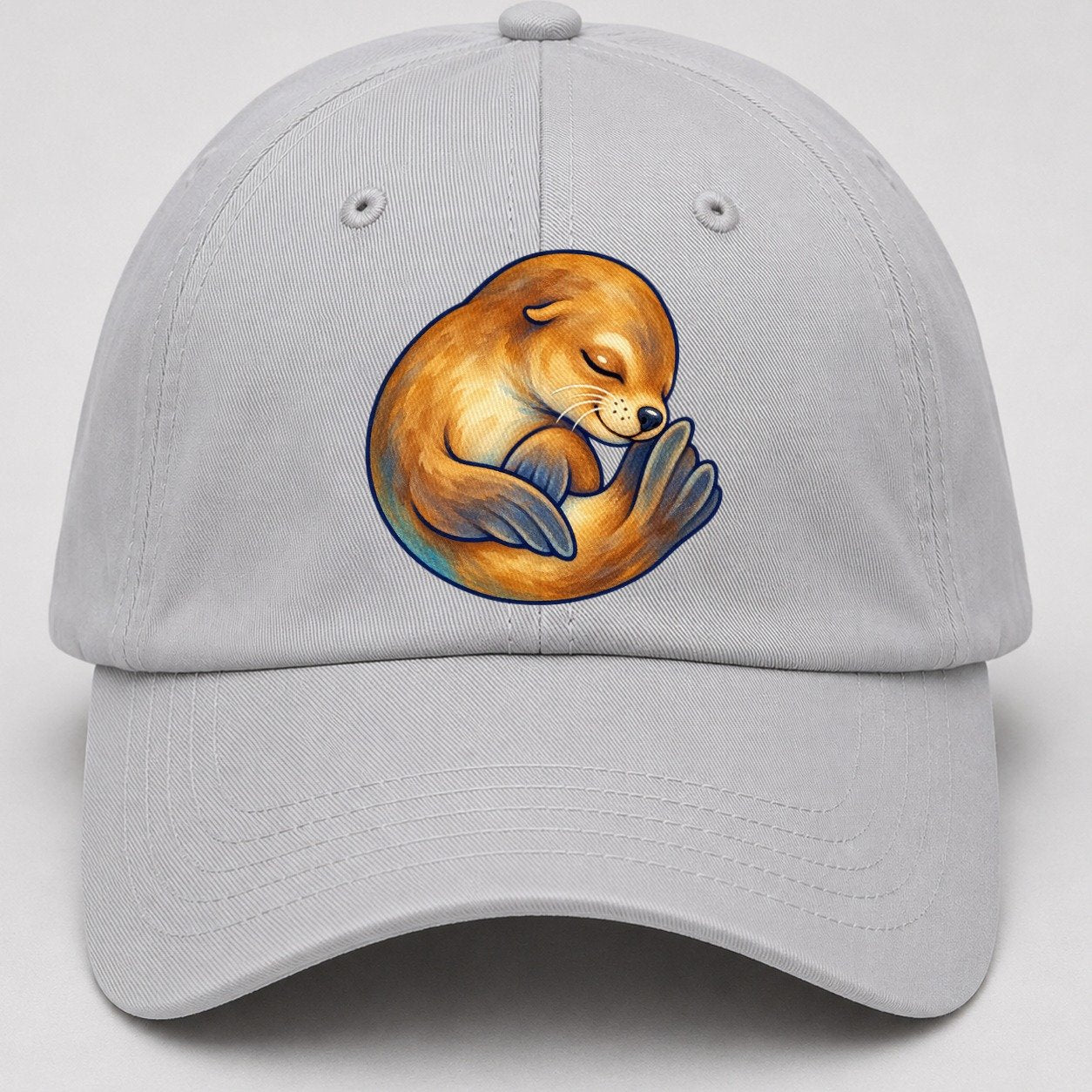 Sea Lion Curled Nap Sea Sprite Baseball Cap – Light Gray
