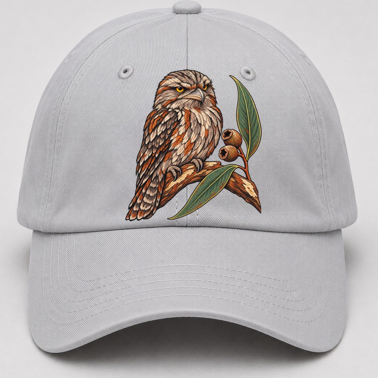Tawny Frogmouth And Gum Nuts Australia Cultural Icons Baseball Cap – Light Gray