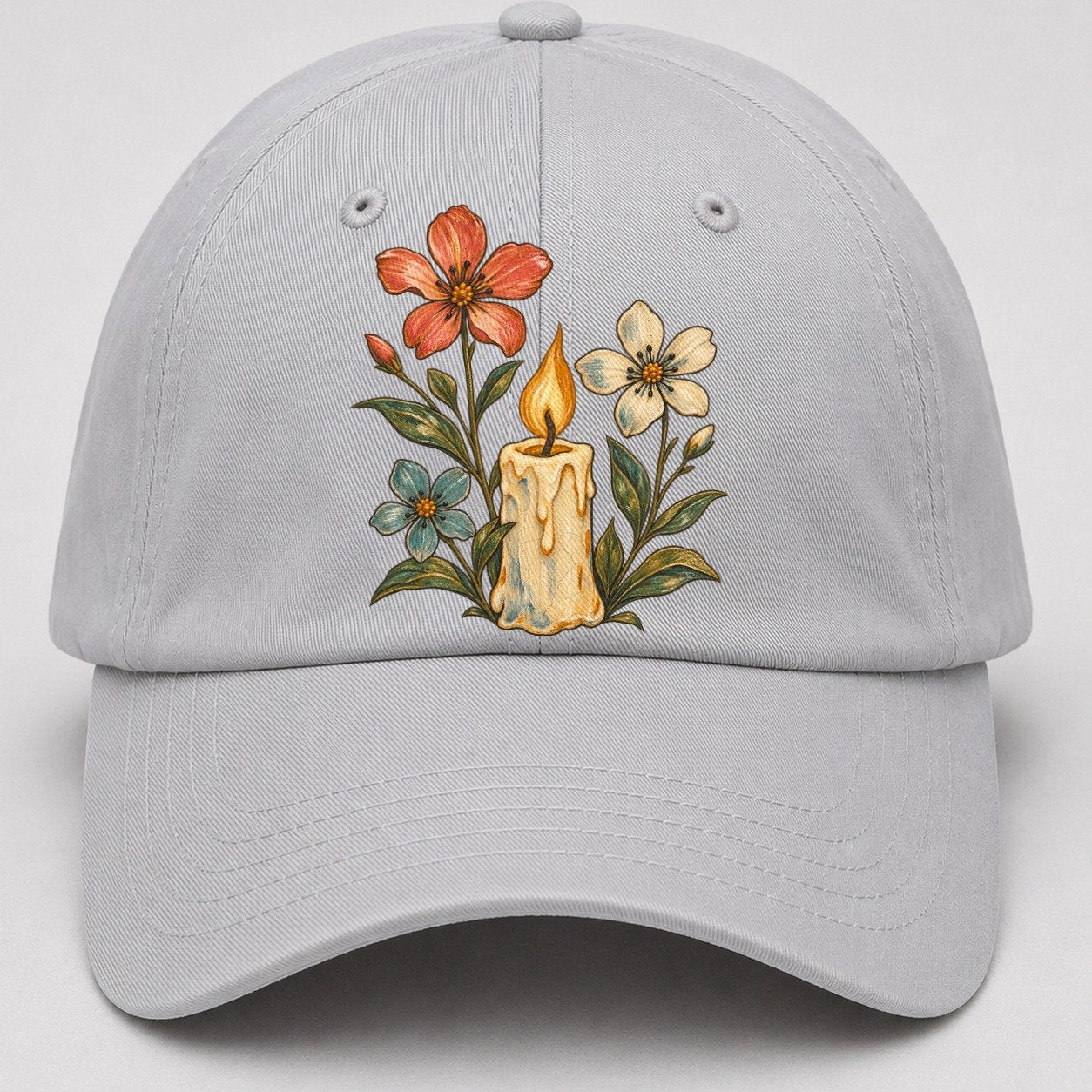 Candle Wildflower Vigil Gentle Wild Baseball Cap – Light Gray