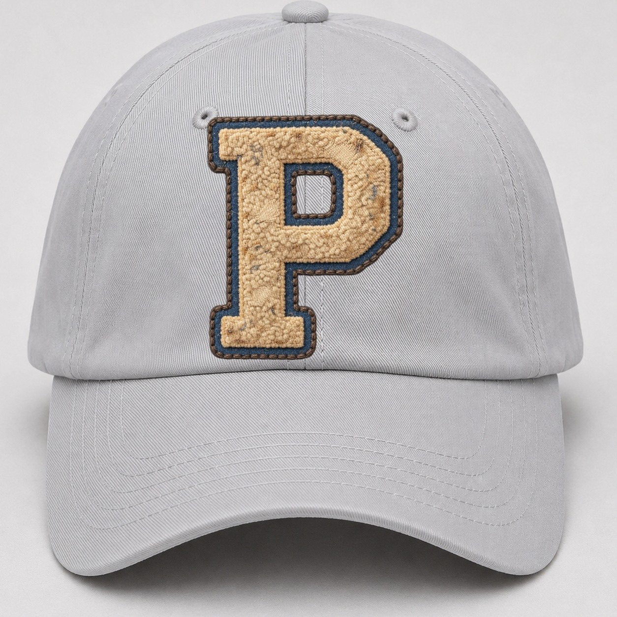 Varsity Chenille P Monogram Baseball Cap – Light Gray