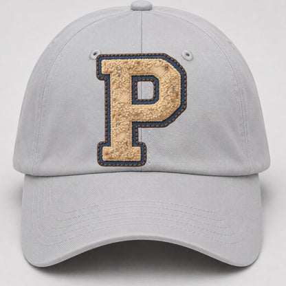 Varsity Chenille P Monogram Baseball Cap – Light Gray