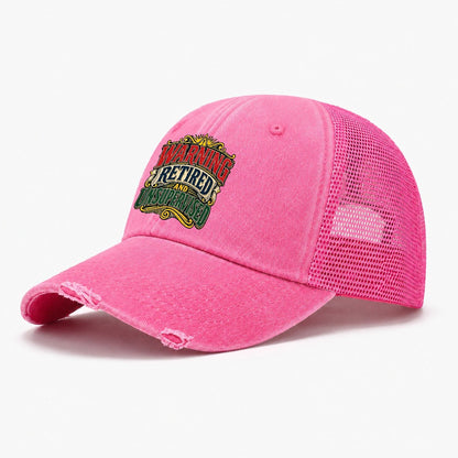 Warning Retired And Unsupervised Retired Living Washed Trucker Hat – Rose