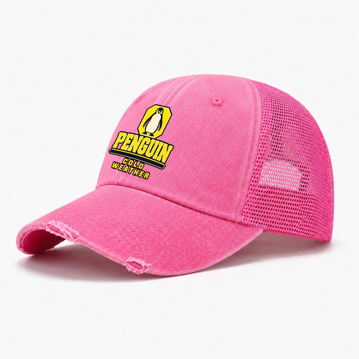 Penguin Cold Weather Heavy Duty Washed Trucker Hat – Rose