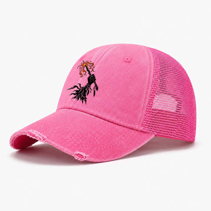Witch Power Fist Witch Magic Washed Trucker Hat – Rose