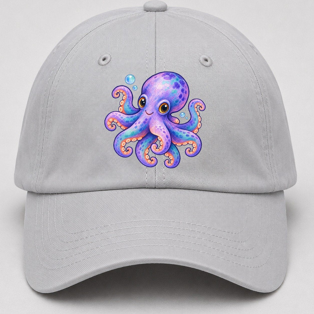 Octopus Playful Pinwheel Sea Sprite Baseball Cap – Light Gray
