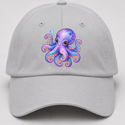 Octopus Playful Pinwheel Sea Sprite Baseball Cap – Light Gray
