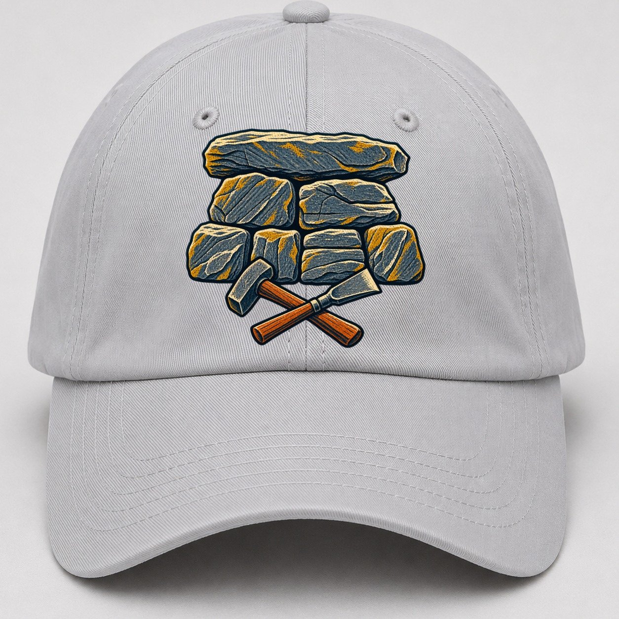 Seven Stone Wall Mason Hammer And Chisel Uk Culture Heritage Baseball Cap – Light Gray