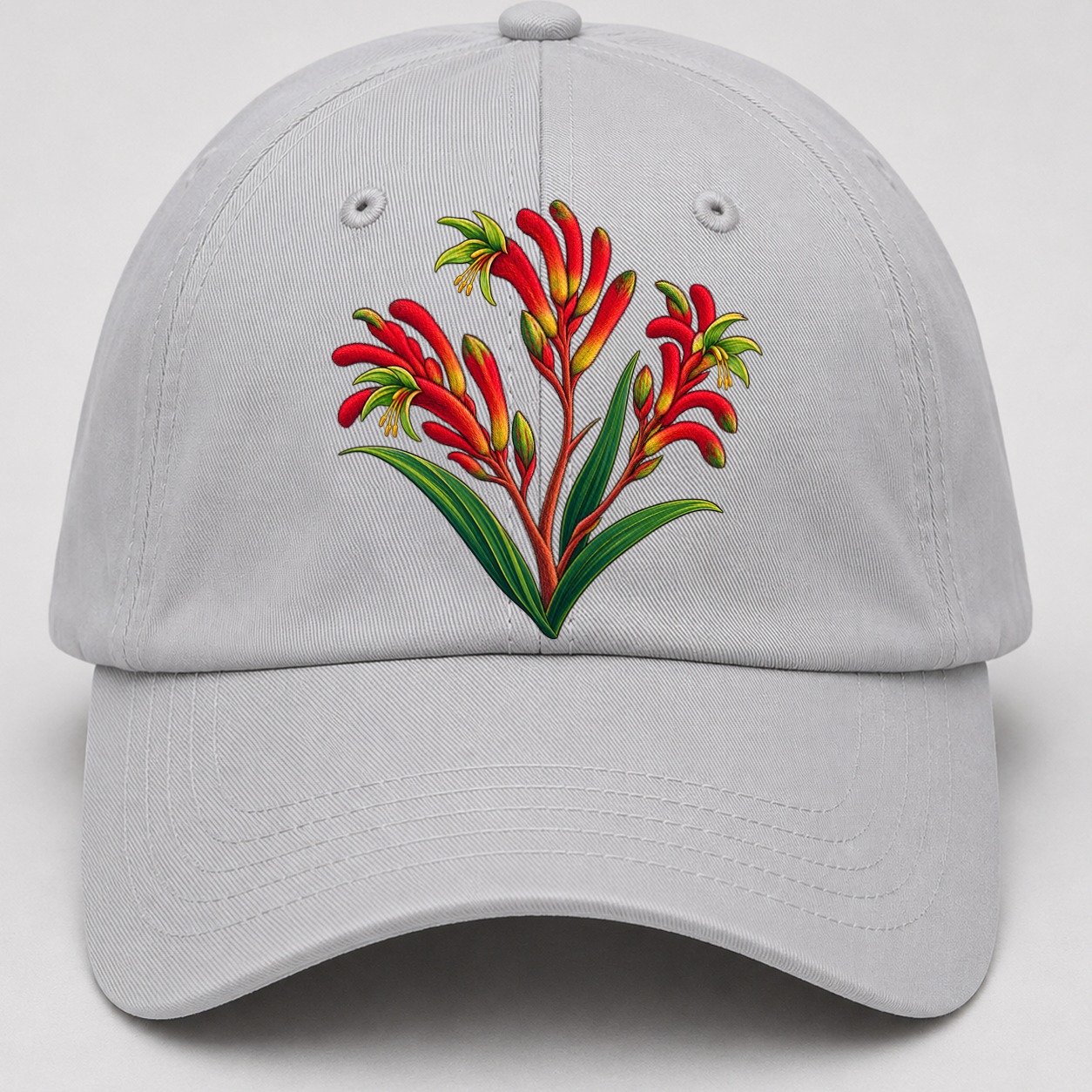 Western Australia Red And Green Kangaroo Paw Australia Cultural Icons Baseball Cap – Light Gray