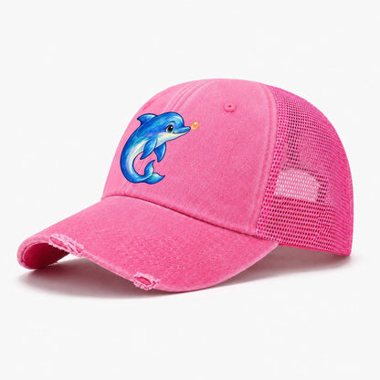 Dolphin Nose Boop Sea Sprite Washed Trucker Hat – Rose