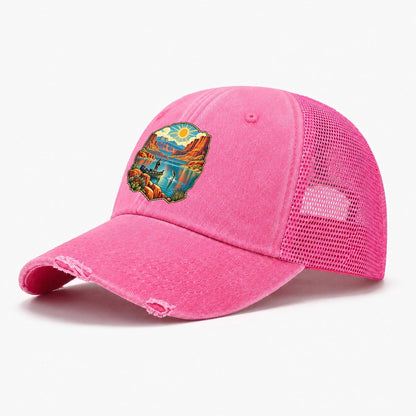 Desert Reservoir Noon Fishing Club Washed Trucker Hat – Rose