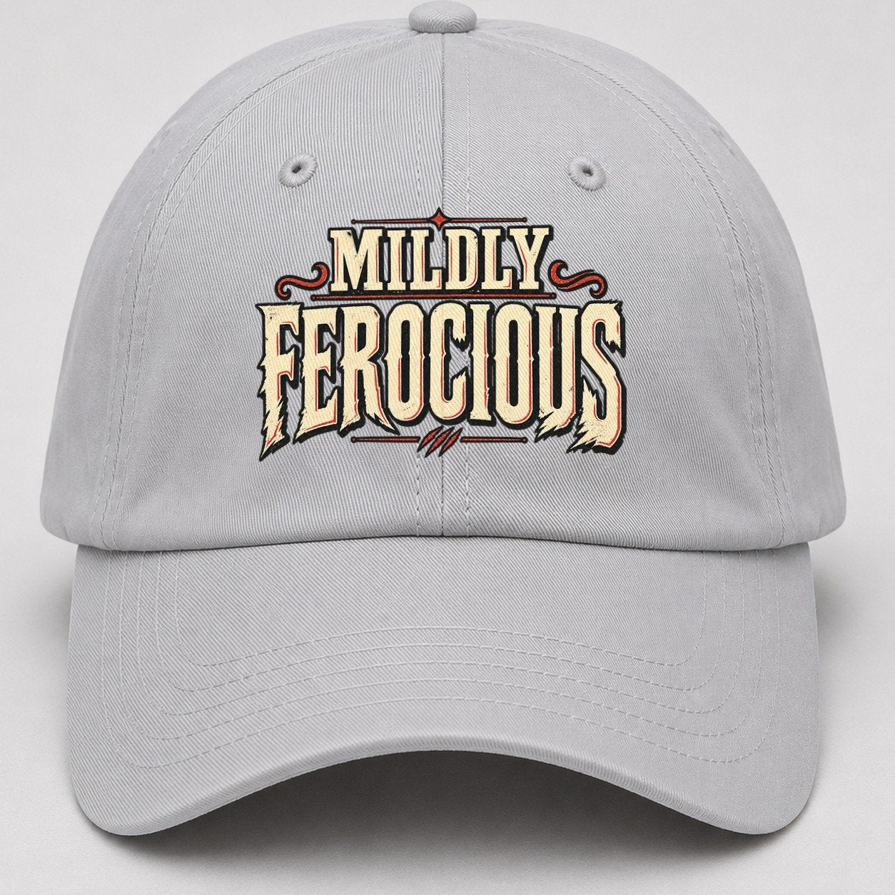Mildly Ferocious American Wit Baseball Cap – Light Gray