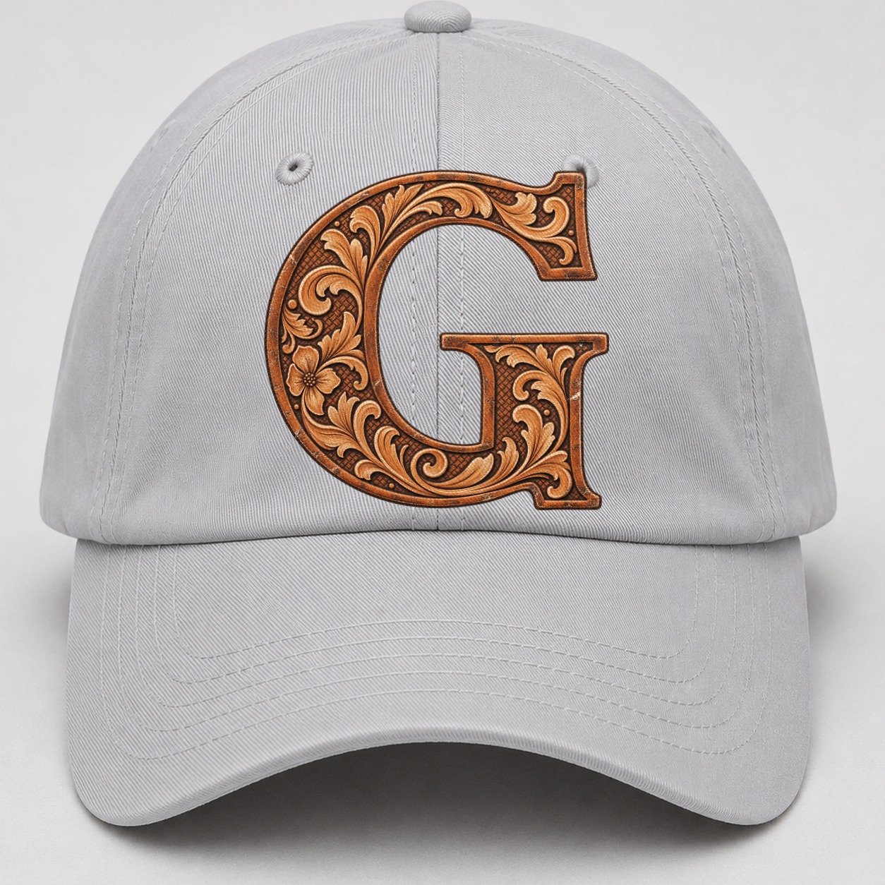 Tooled Leather G Monogram Baseball Cap – Light Gray
