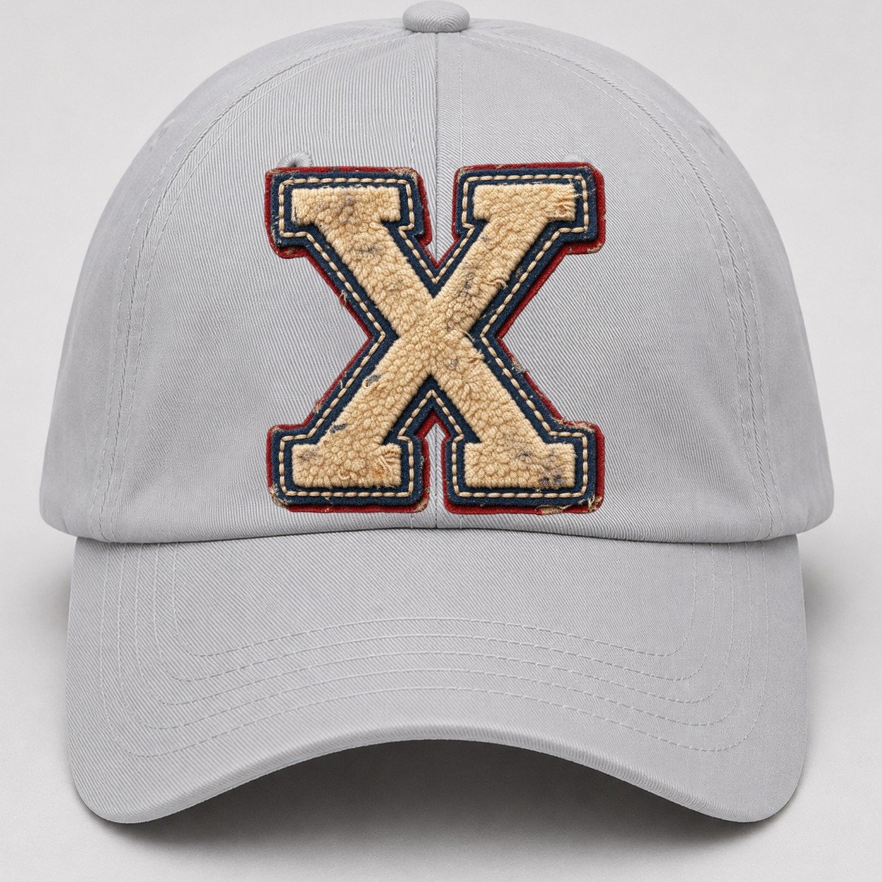 Varsity Chenille X Monogram Baseball Cap – Light Gray