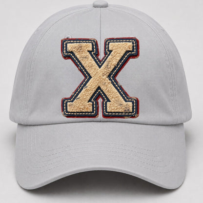 Varsity Chenille X Monogram Baseball Cap – Light Gray