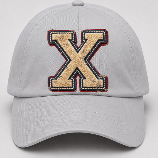 Varsity Chenille X Monogram Baseball Cap – Light Gray