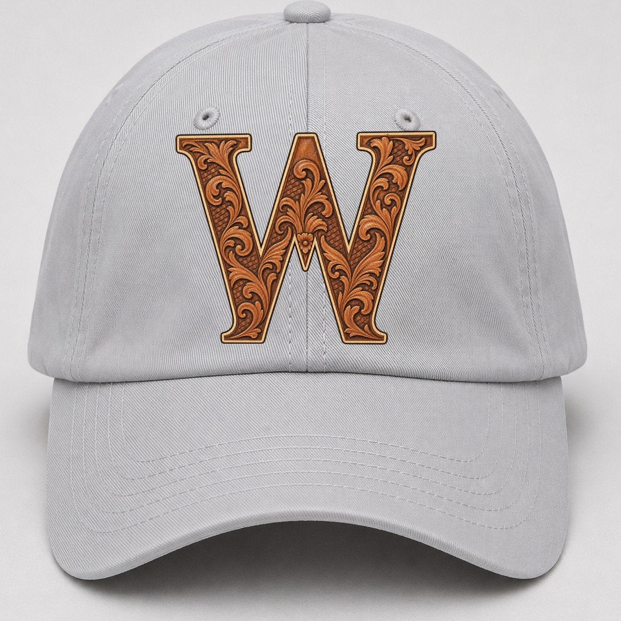 Tooled Leather W Monogram Baseball Cap – Light Gray