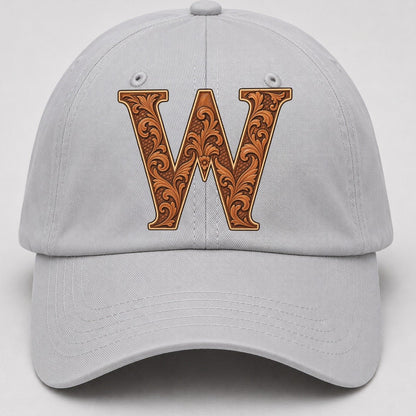 Tooled Leather W Monogram Baseball Cap – Light Gray
