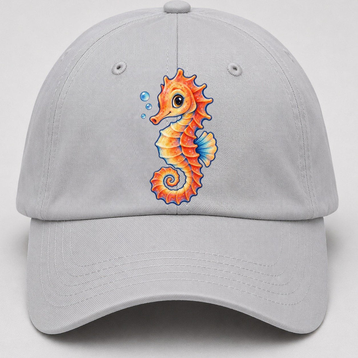 Seahorse Tail Spiral Sea Sprite Baseball Cap – Light Gray