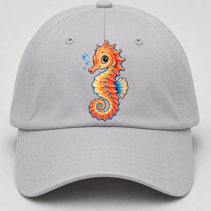Seahorse Tail Spiral Sea Sprite Baseball Cap – Light Gray