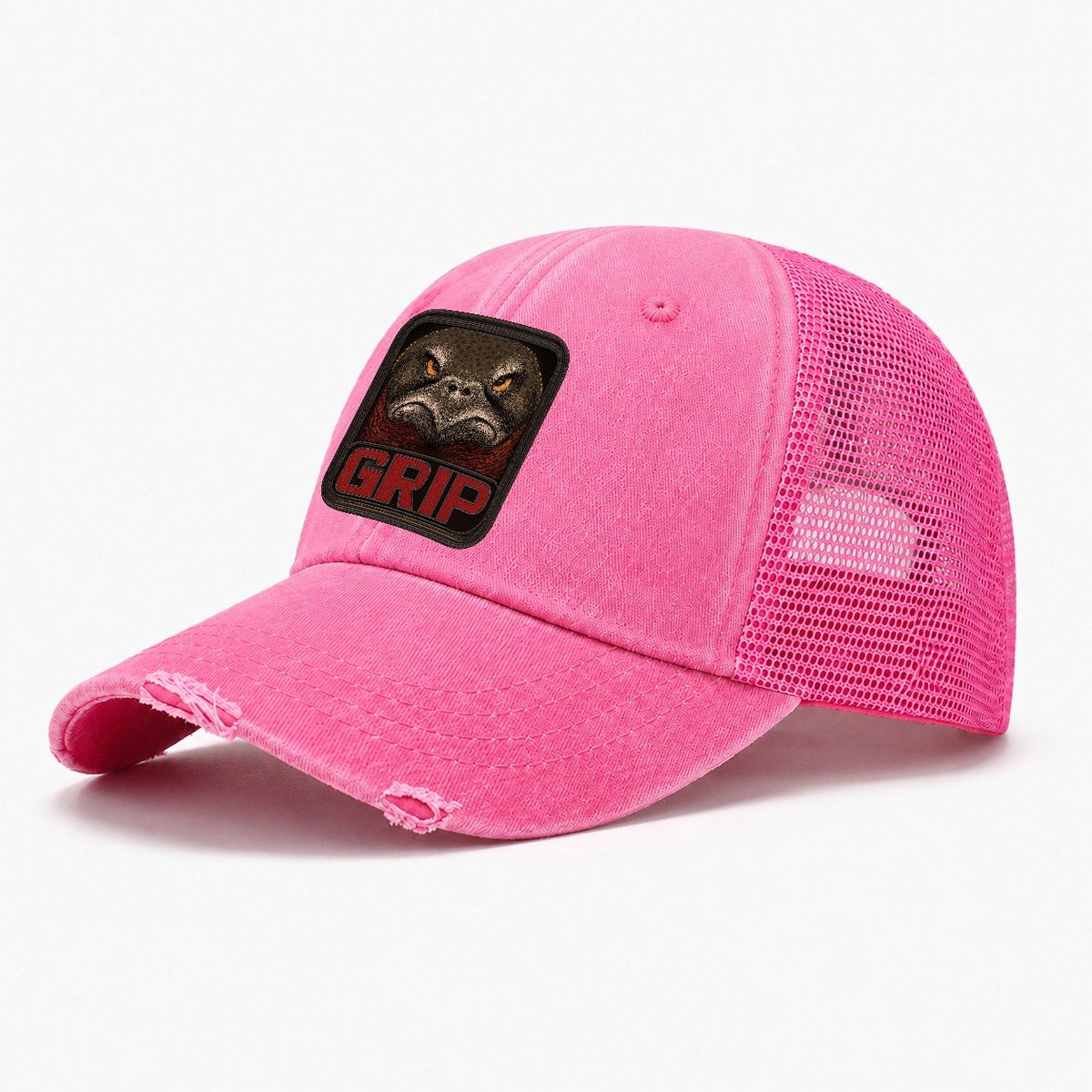 Snapping Turtle Grip Badge Washed Trucker Hat – Rose