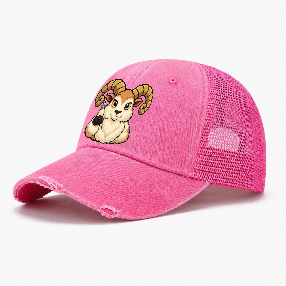 Ram With An Awl Leathercraft Washed Trucker Hat – Rose