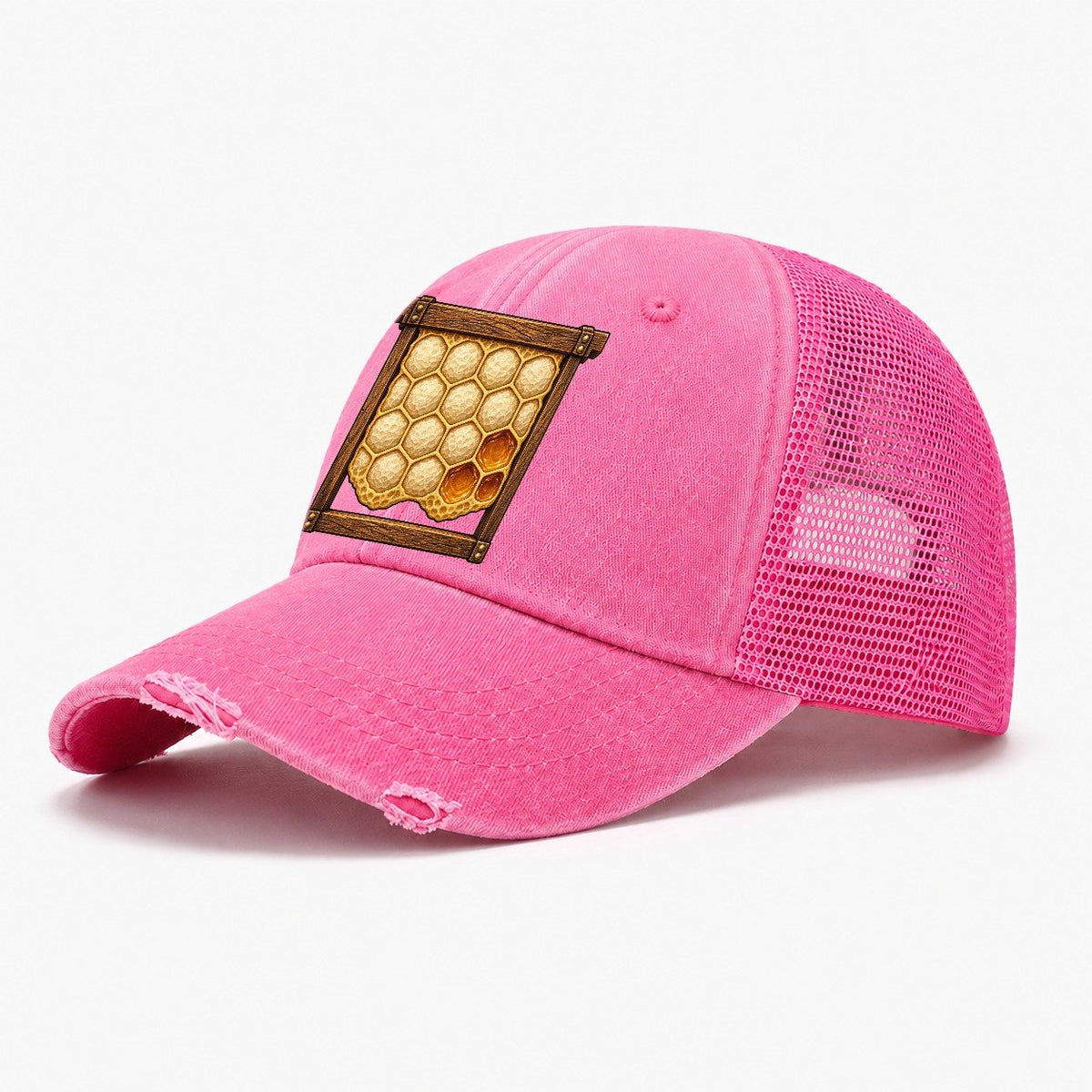 Capped Honey Frame Beekeeping Washed Trucker Hat – Rose