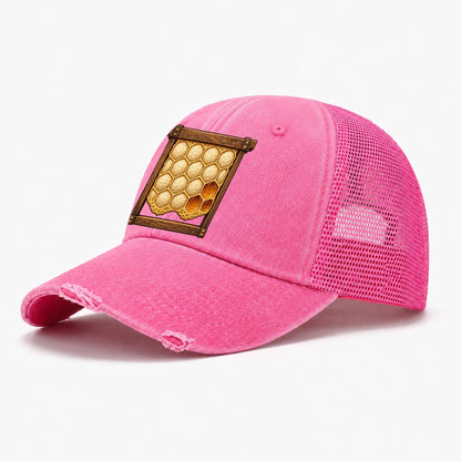 Capped Honey Frame Beekeeping Washed Trucker Hat – Rose