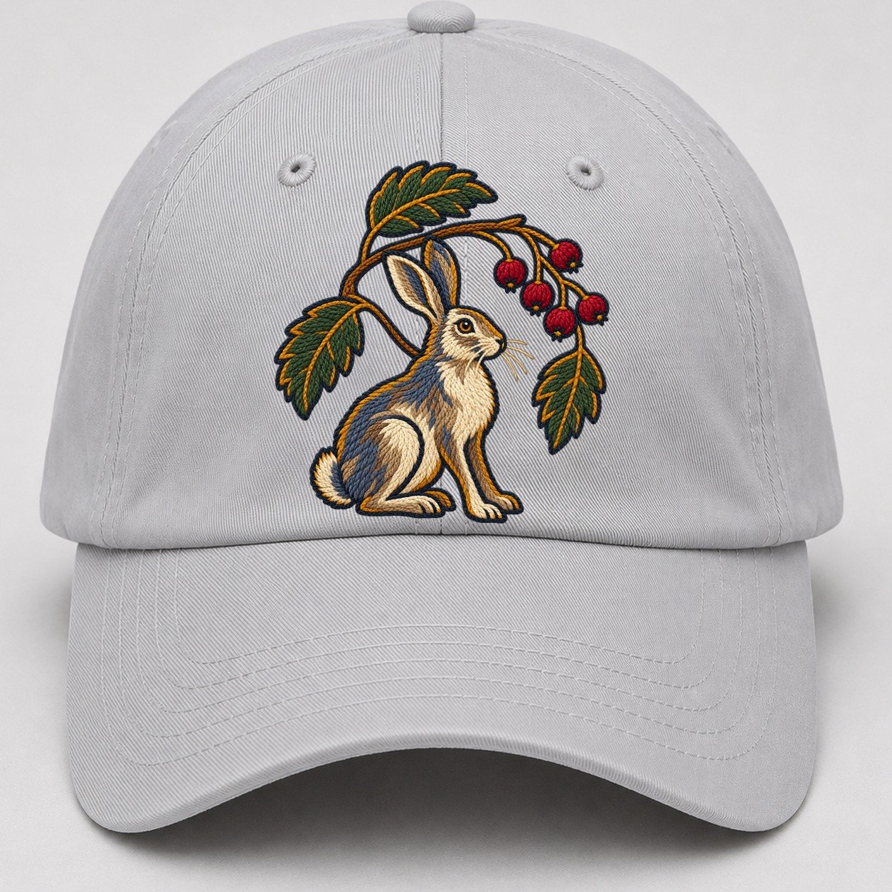 Scottish Rowan And Mountain Hare Uk Culture Heritage Baseball Cap – Light Gray