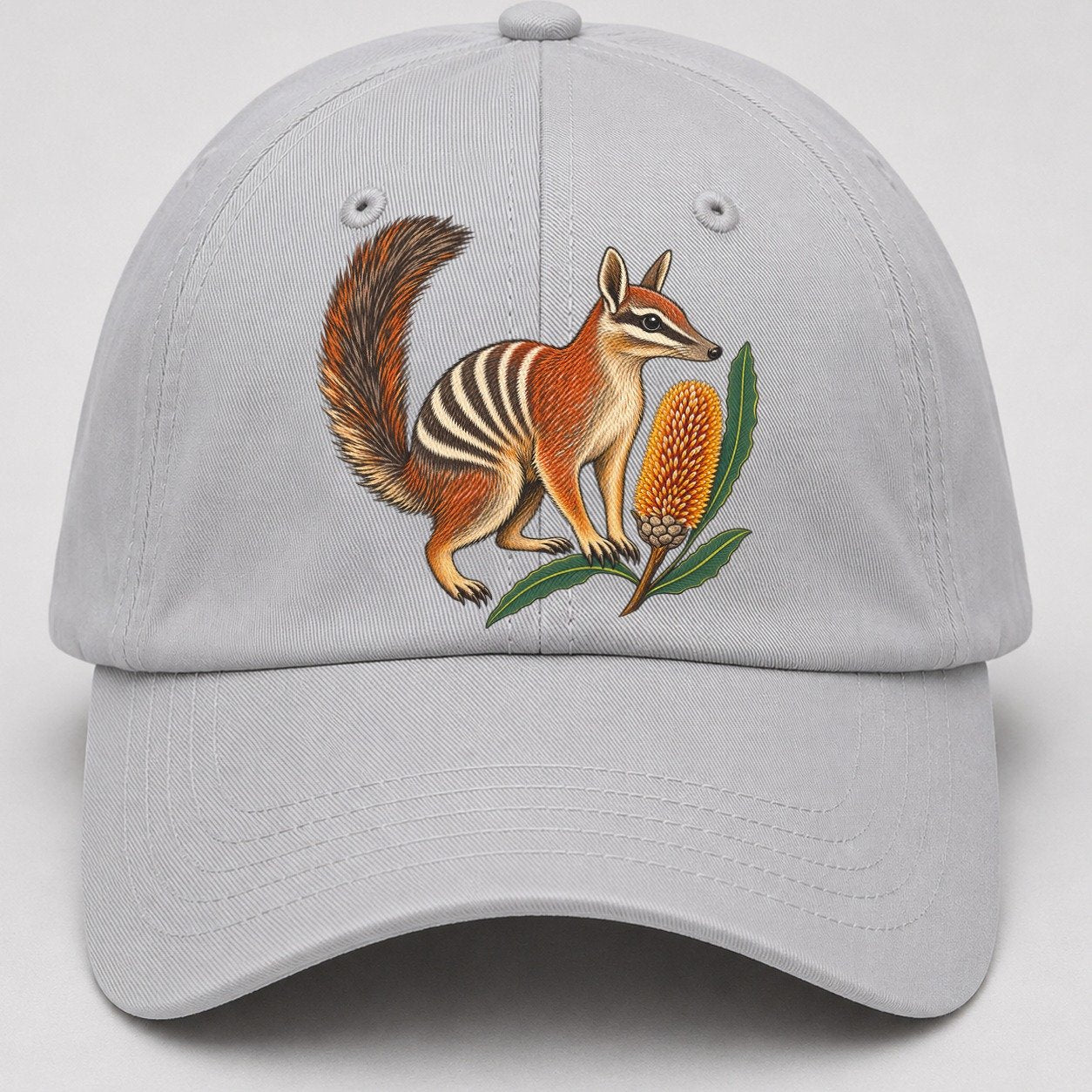 Numbat And Banksia Cones Australia Cultural Icons Baseball Cap – Light Gray