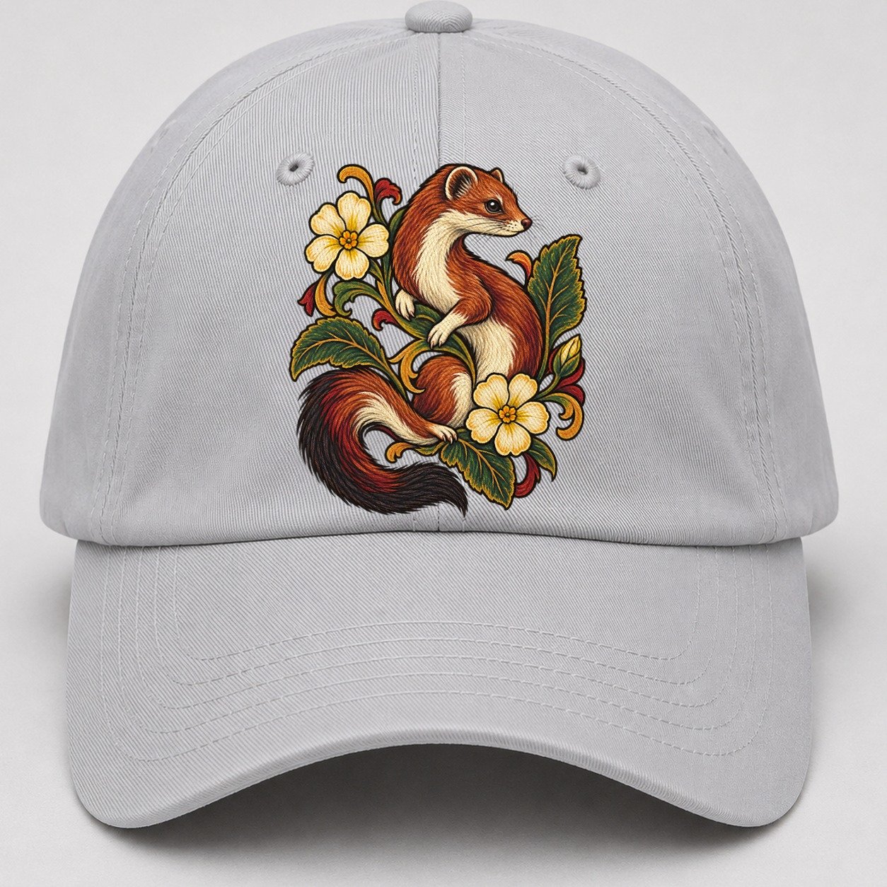 British Stoat And Primrose Uk Culture Heritage Baseball Cap – Light Gray
