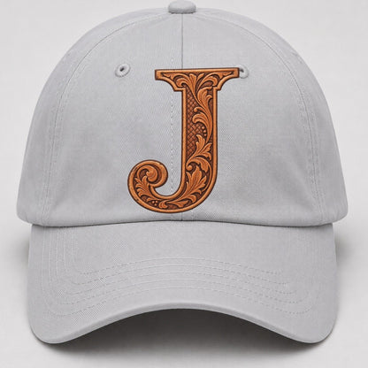 Tooled Leather J Monogram Baseball Cap – Light Gray