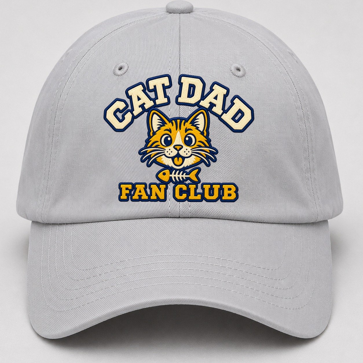 Cat Dad Fan Club Baseball Cap – Light Gray