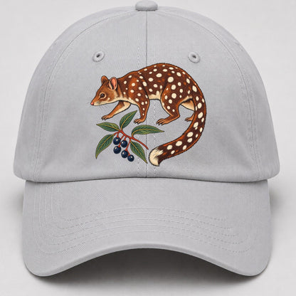Spotted Tail Quoll And Mountain Pepper Berries Australia Cultural Icons Baseball Cap – Light Gray