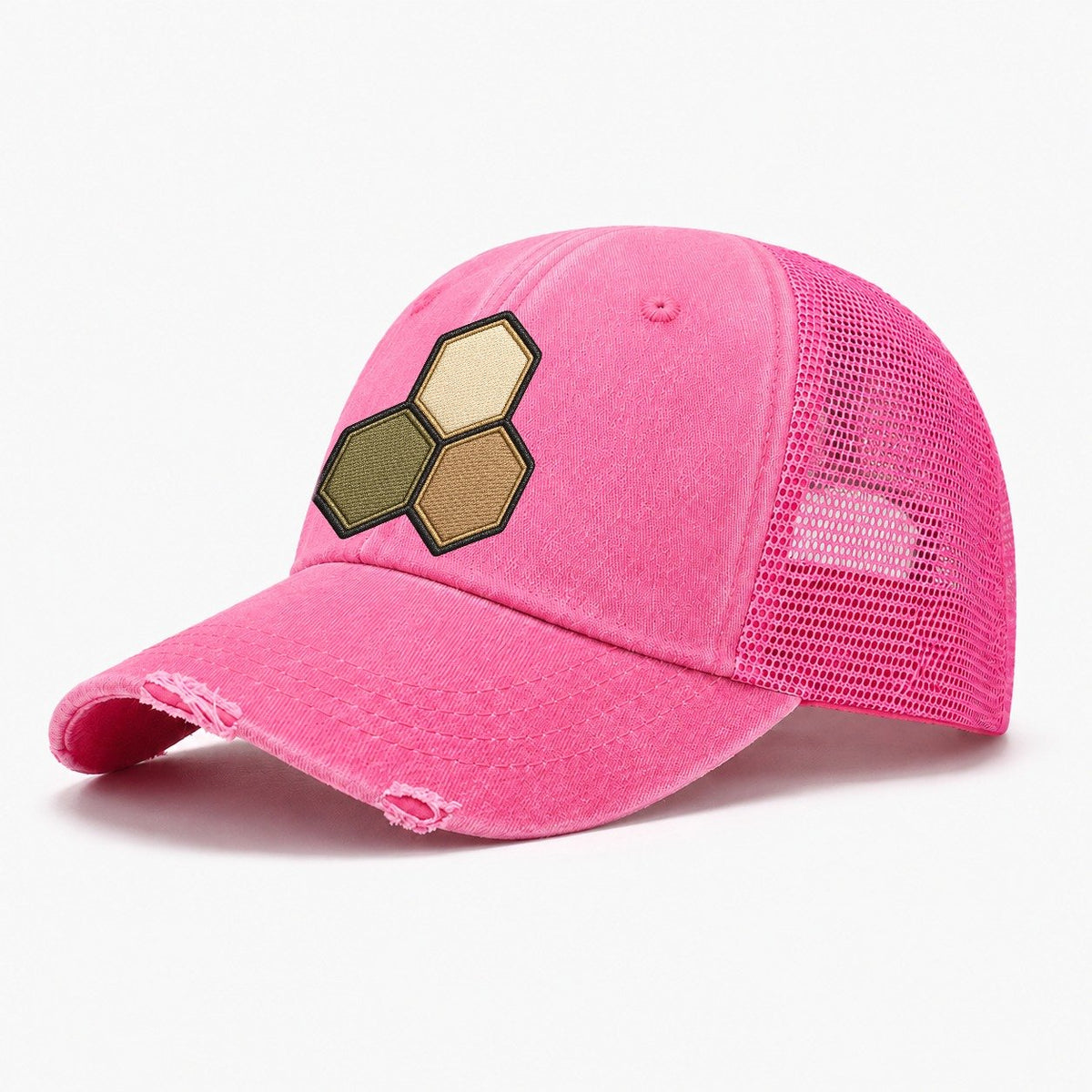 Three Hexagonal Tiles Clustered Board Games Washed Trucker Hat – Rose