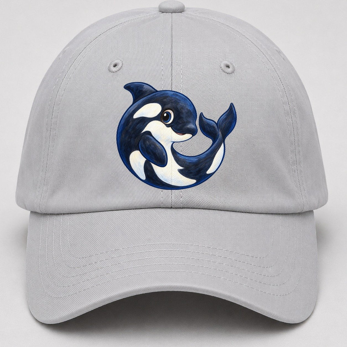 Orca Moon Curl Sea Sprite Baseball Cap – Light Gray