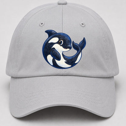 Orca Moon Curl Sea Sprite Baseball Cap – Light Gray