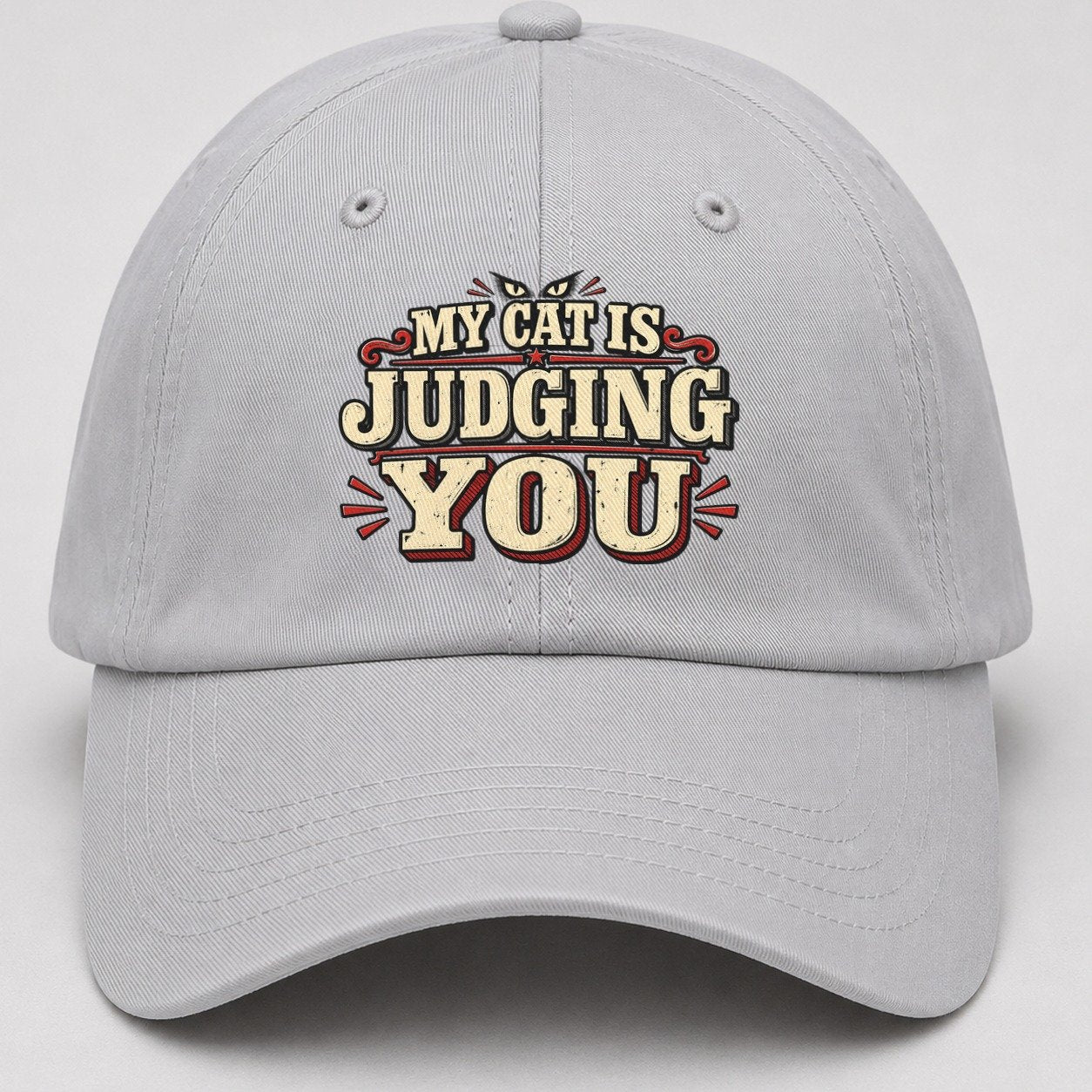 My Cat Is Judging You American Wit Baseball Cap – Light Gray