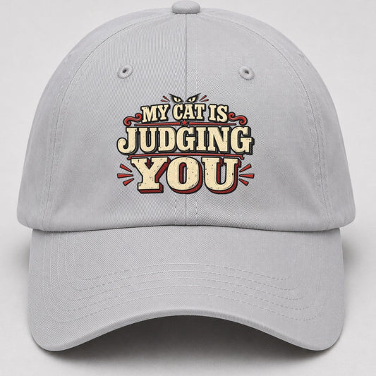 My Cat Is Judging You American Wit Baseball Cap – Light Gray