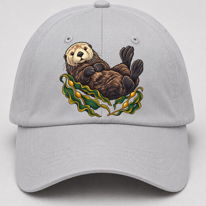 Sea Otter And Bull Kelp Canada Cultural Icons Baseball Cap – Light Gray