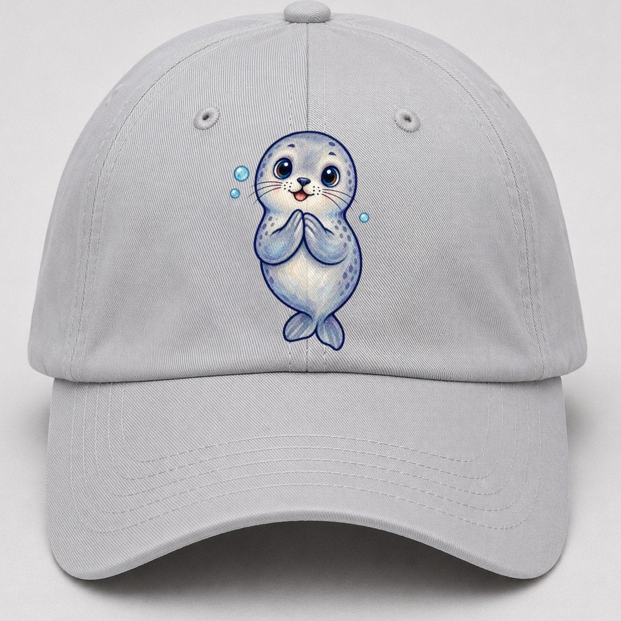Seal Front Clap Sea Sprite Baseball Cap – Light Gray