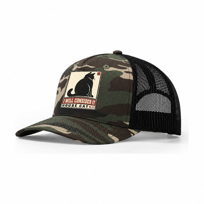 I Will Consider It Neko Says No Trucker Hat – Woodland Camo Black