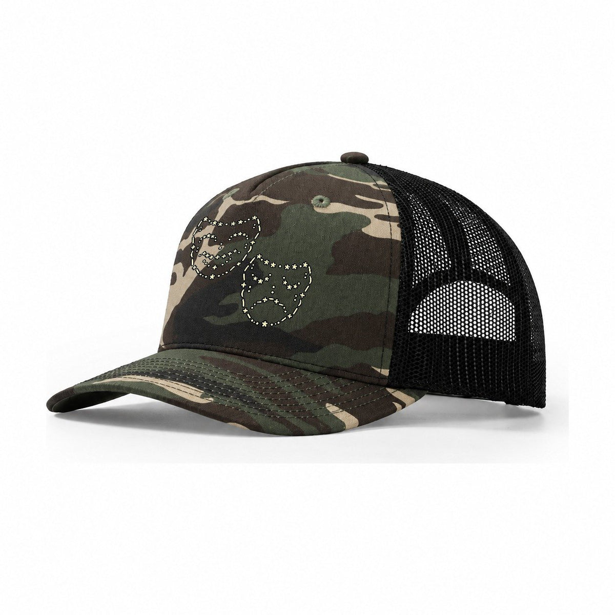 Two Stage Moods Trucker Hat – Woodland Camo Black