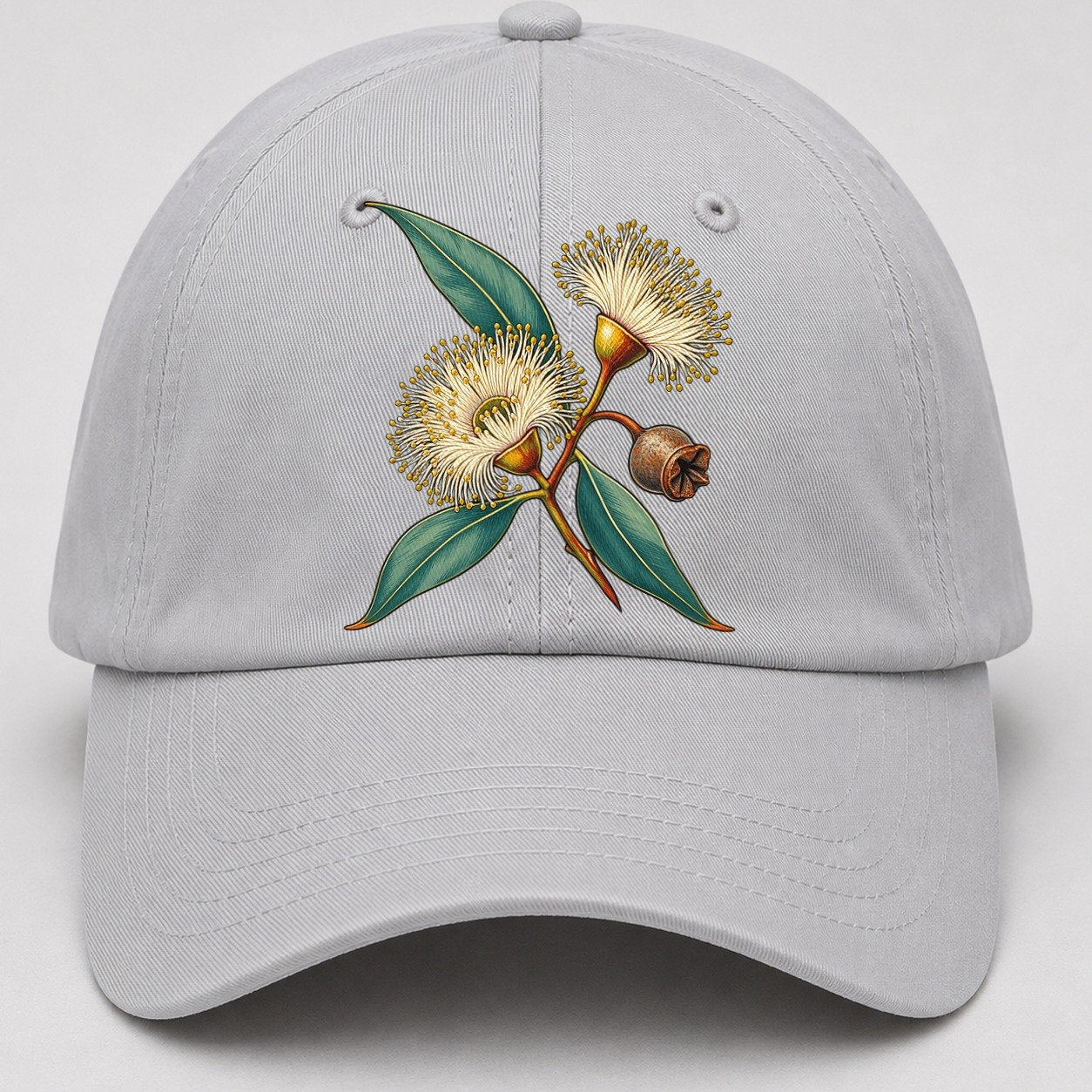Tasmania Blue Gum Blossom And Capsule Australia Cultural Icons Baseball Cap – Light Gray