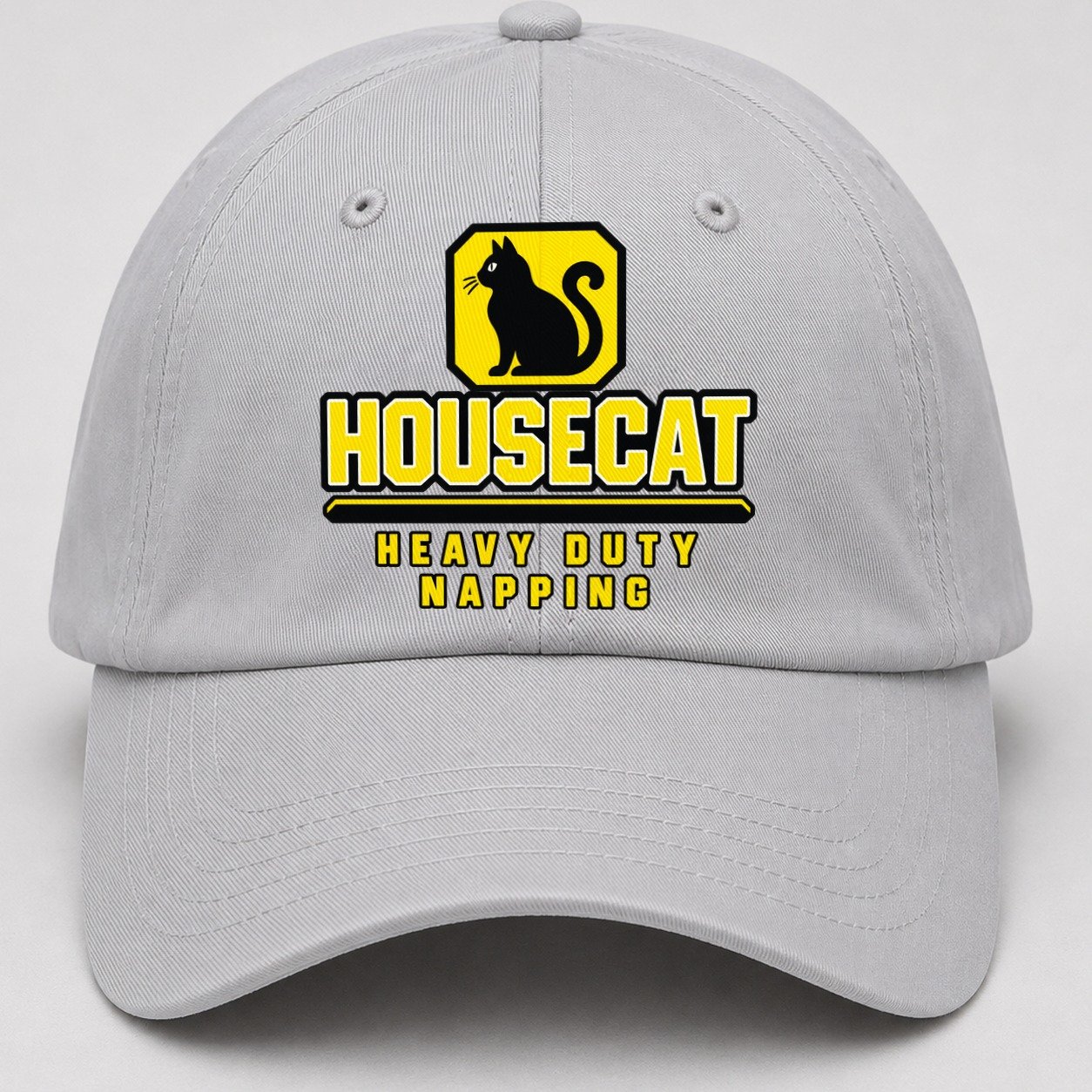 Housecat Heavy Duty Napping Heavy Duty Baseball Cap – Light Gray