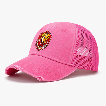 Peru Minimal Emblem Country Logos Washed Trucker Hat – Rose