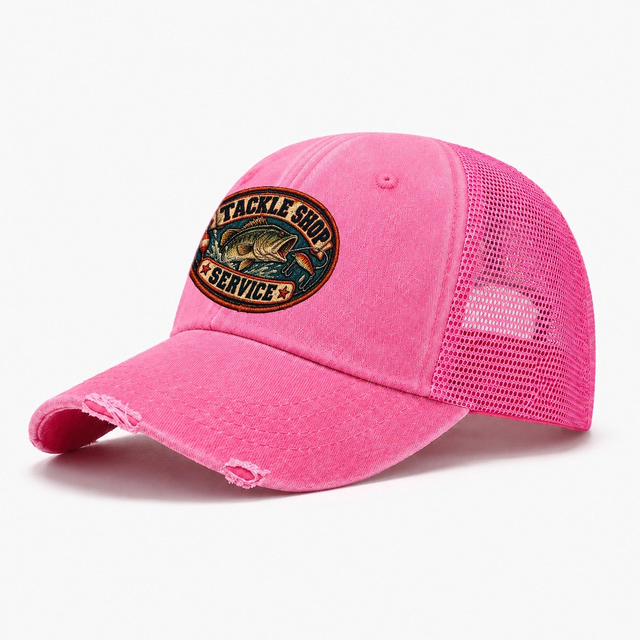Tackle Shop Service Patch Fishing Club Washed Trucker Hat – Rose