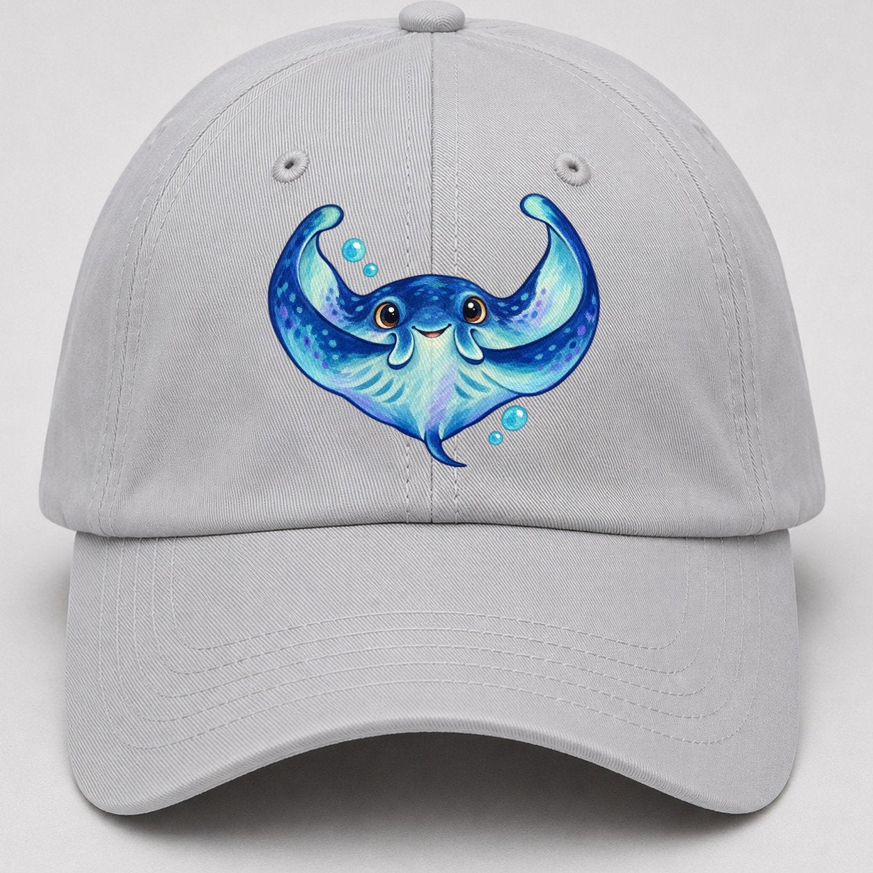 Manta Ray Wing Hug Sea Sprite Baseball Cap – Light Gray