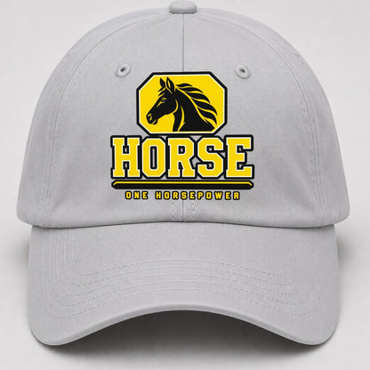 Horse One Horsepower Heavy Duty Baseball Cap – Light Gray