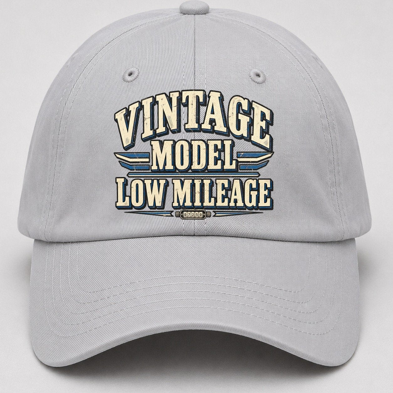 Vintage Model Low Mileage American Wit Baseball Cap – Light Gray