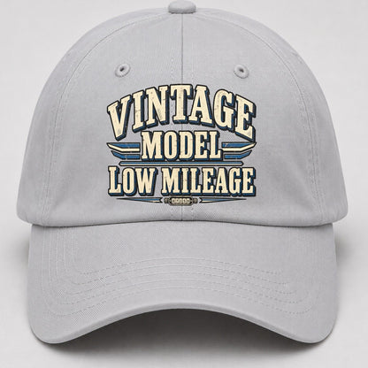 Vintage Model Low Mileage American Wit Baseball Cap – Light Gray